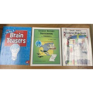 Homeschool Book Lot Brain Teasers Student‎ History Notebook Outline Map New